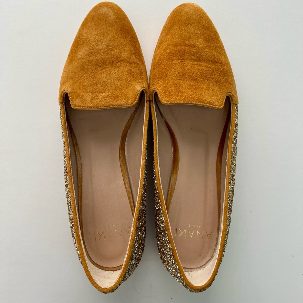 Anaki suede and gold loafers